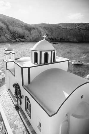 Abandoned house on the coast of Milos Island, Cyclades, Greeceの写真素材