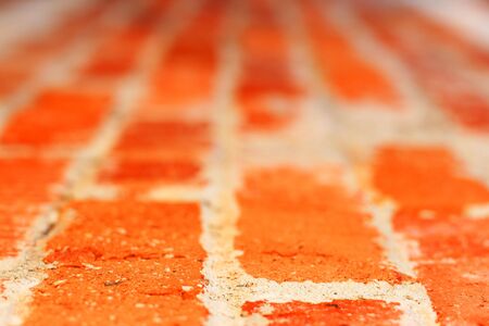 Texture red brick wall. Focus on foregroundsの写真素材