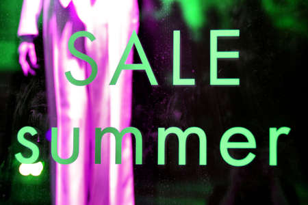 Inscription on shop window - summer saleの写真素材