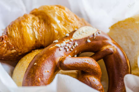 Home made bread basketの写真素材