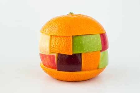 Fruit line arrangement,Mixed fruitの写真素材