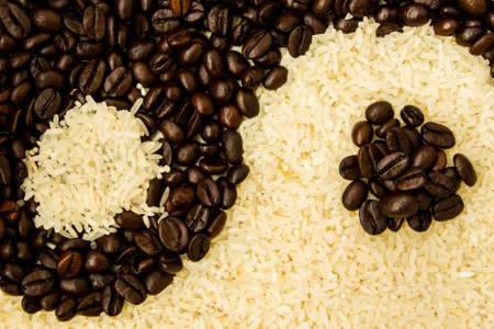 Coffee and rice for backgroundの写真素材
