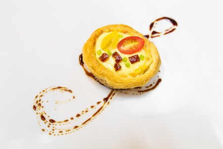 Tart fruit is dessert isolated on whiteの写真素材