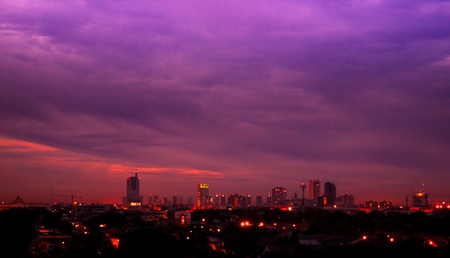 City and sky of sunrise  in Bangkokの写真素材
