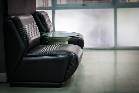 Sofa black color is furnitureの写真素材