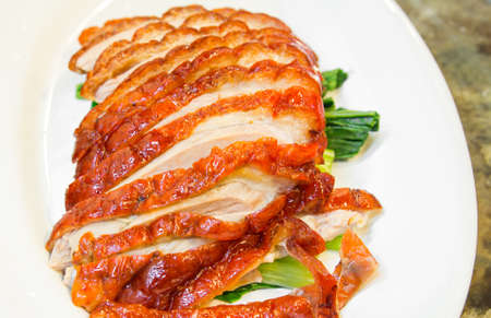 Roasted duck sliced on dish, Chinese styleの写真素材