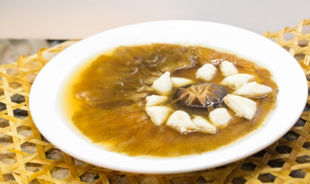 Shark fin with crab,mushroom on dish