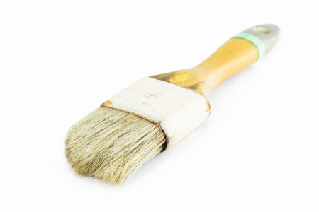 Old brush isolated on white backgroundの写真素材