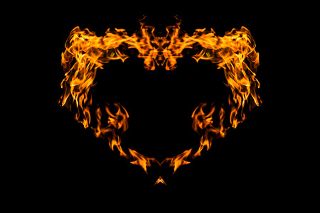 dragon-shaped fire,Heart-shaped heart fireの写真素材
