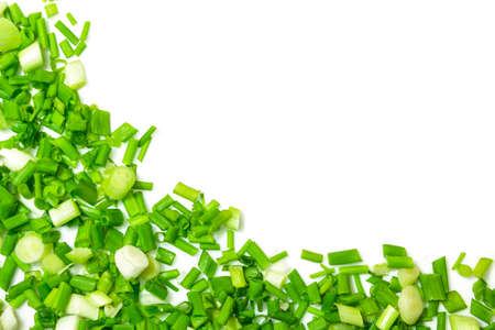 Onion sliced isolated on whiteの写真素材