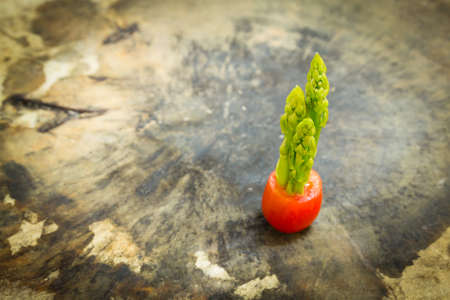 Asparagus fresh on woodの写真素材