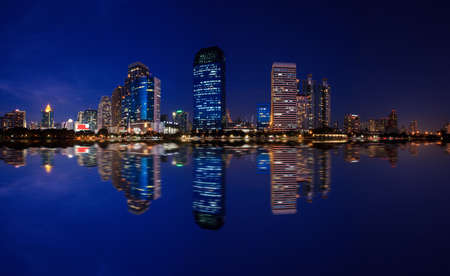 City town at night, Bangkok, Thailandの写真素材