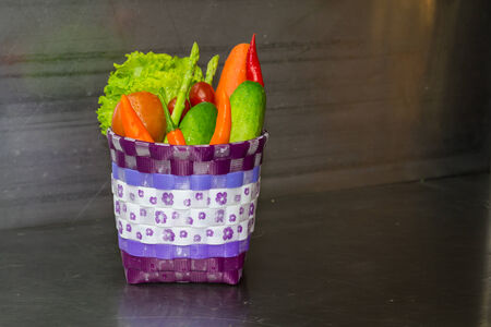 Mix vegetable on basketの写真素材