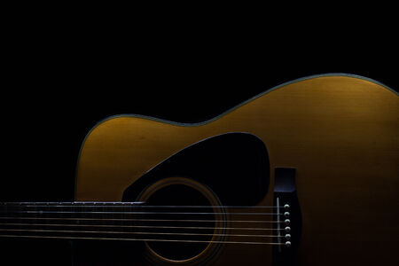 Acoustic guitar painted with lightの写真素材