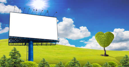 Tree in the shape with blank billboard at park. Useful for your advertisementの写真素材