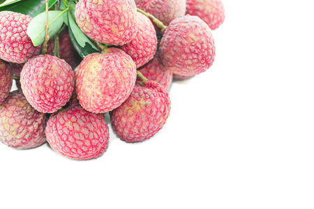 Lychees on white backgroundの写真素材
