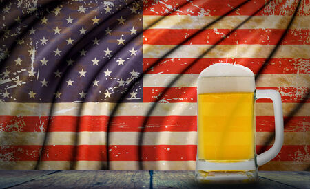 Beer with Grunge USA Flagの写真素材