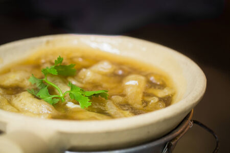 Fish Maw Soup on hot potの写真素材