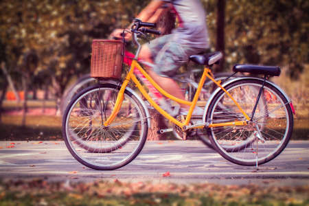 Biking ride in the park,bicycle layerの写真素材