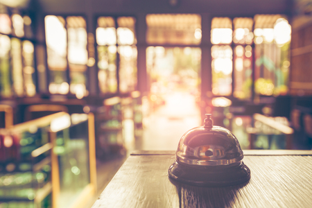 Restaurant service bell vintage with bokehの写真素材