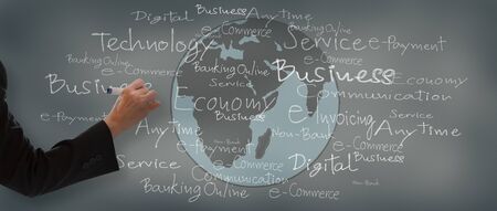 Business hand drawing on boardの写真素材