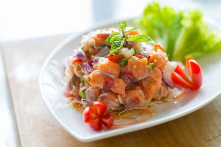 Spicy Salmon Saladの写真素材