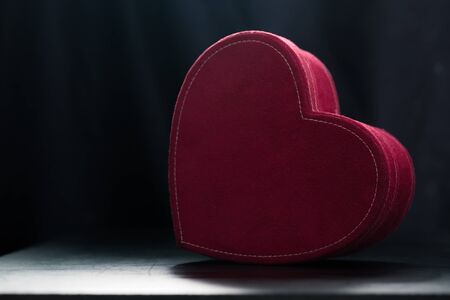 Red box of love on dark backgrpoundの写真素材