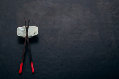 Chop stick with copyspace on dark backgroundの写真素材