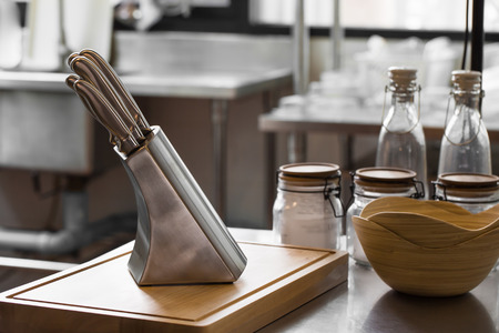 Still life with set of knives for kitchen