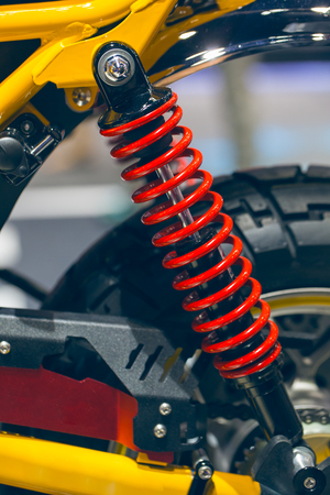 Red Shock absorber motorcycleの写真素材
