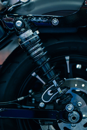 Yellow Shock absorber motorcycleの写真素材