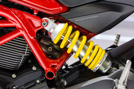 Yellow Shock absorber motorcycleの写真素材