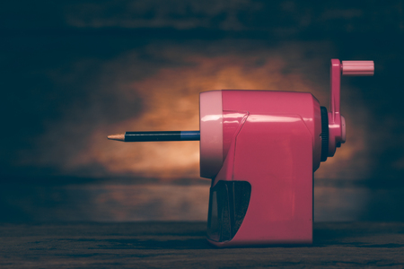 Still life with sharpener on woodの写真素材