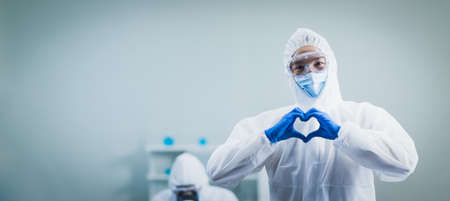 Medical scientists are experimenting with vaccines with love and care aboutの写真素材
