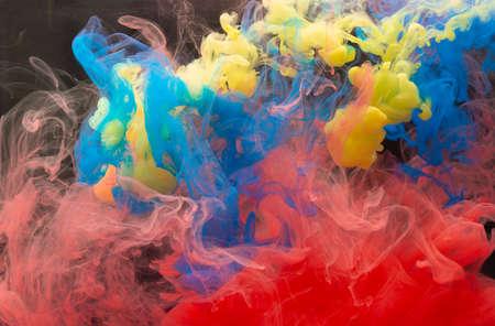 Abstract color mix , drop of Ink color mix paint falling on water Colorful ink in water, Color drops...
