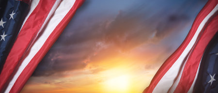 US American flag. For USA Memorial day, Veteran's day, Labor day, or 4th of July celebration.の写真素材