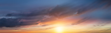 Flowing clouds beautiful with morning sunriseの写真素材