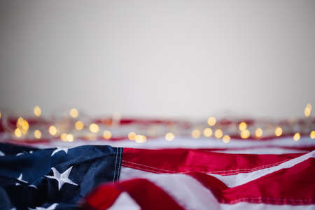 4th of july of independence day, labor day,United States , USA Flag with bokehの写真素材