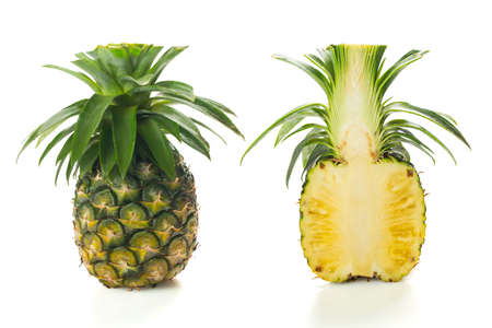 Pineapple isolated on white background with clipping pathの写真素材