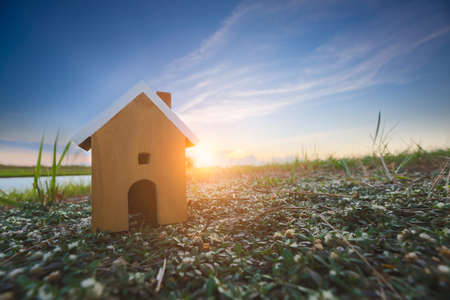 House wood model with copy space of home and life concept.