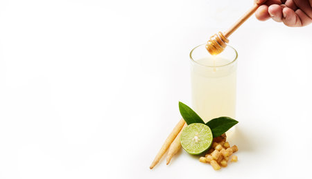 Kaempferia blended with honey and lemon juice for health , Herbal drink to prevent COVID - 19の写真素材
