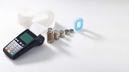 Credit card swipe machine low interest expense concept