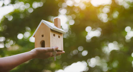 House on hand, All concept for house. Buy a house. House for sale and  rental with repairの写真素材