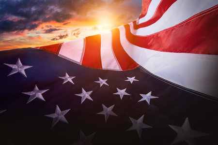 US American flag for USA Memorial day or Veteran's day and Labor day with 4th of July celebratio andの写真素材