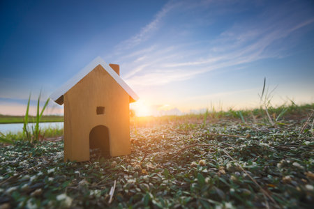 House wood model with copy space of home and life concept.の写真素材