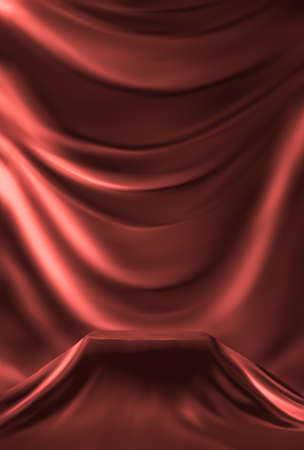 Rose gold Satin Silky Cloth for podium background, Fabric Textile Drape with Crease Wavy Folds.with soft waves, Black friday conceptの写真素材