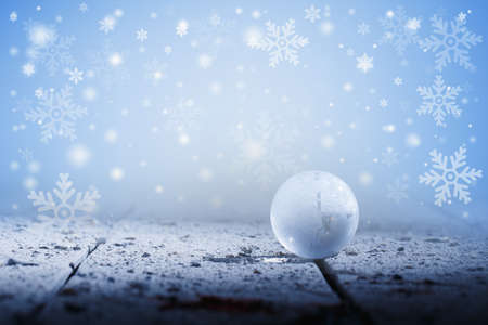Globe with snowflake  Christmas backgroundの写真素材