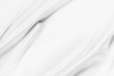 Abstract White Satin Silky Cloth for background, Fabric Textile Drape with Crease Wavy Folds.with soft waves,waving in the wind.の写真素材