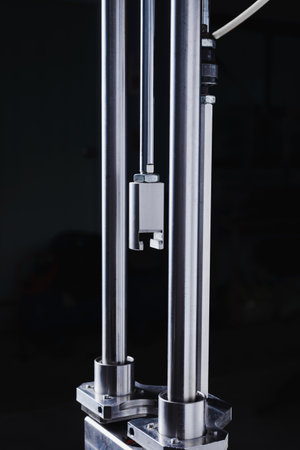 Forming stainless steel round pipe joint screw holes of industrial machineryの写真素材