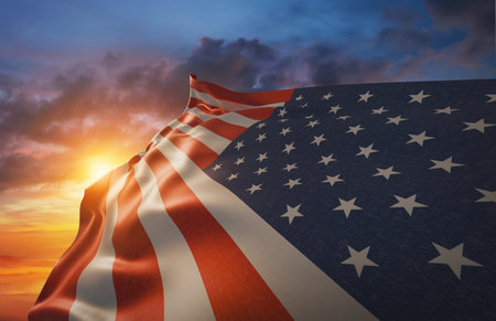 US American flag For USA Memorial day, Veteran's day, Labor day, or 4th of July celebration.の写真素材